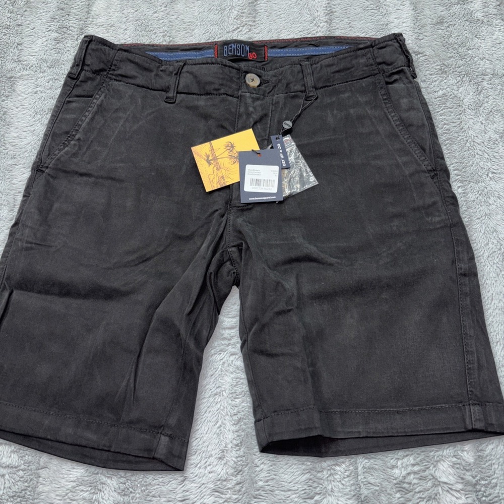 Benson "Get Up & Go" brand men's casual chino shorts‎ Sz 30 Black